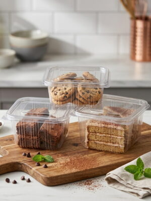Hinged PVC PET Containers 250cc, 375cc, 500cc