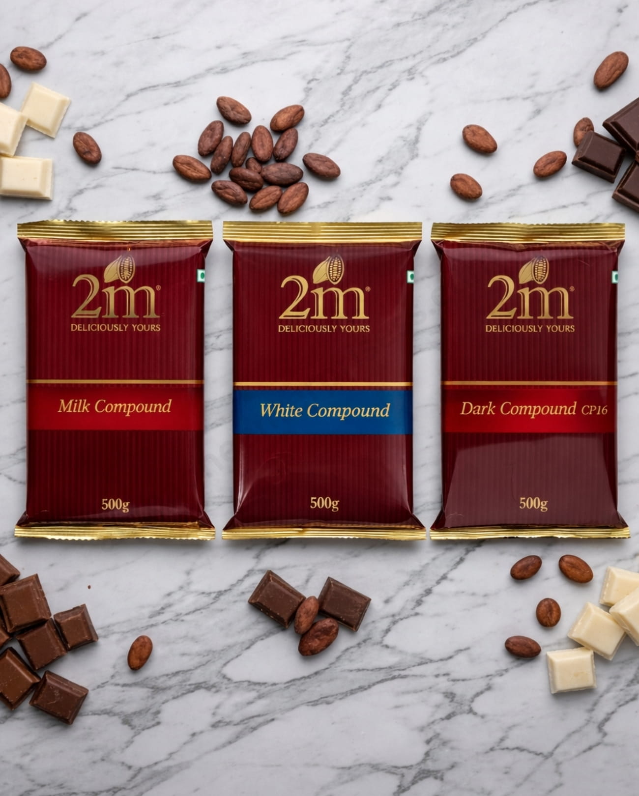 2M Compounds – White, Dark & Milk (500g)