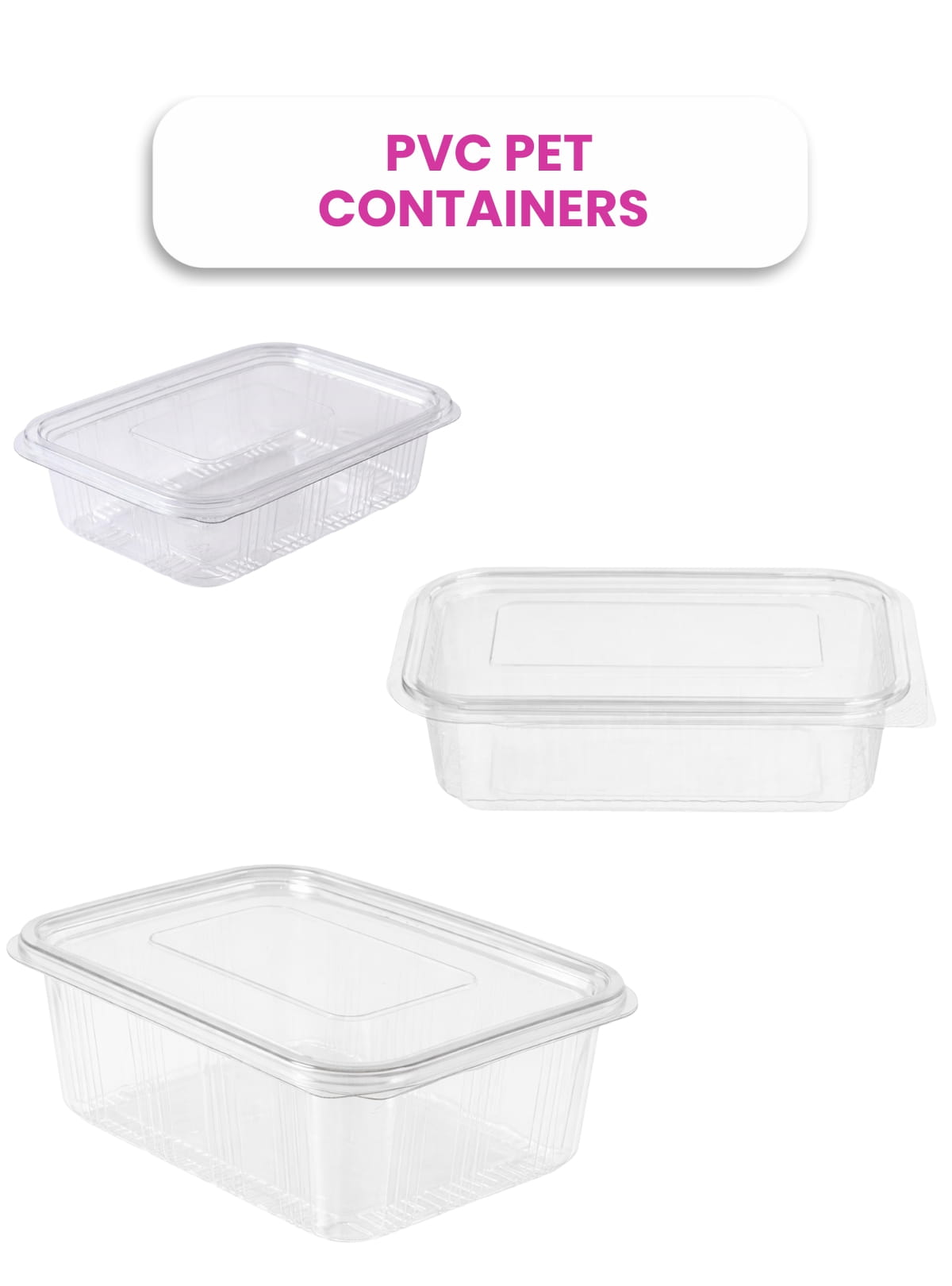 Hinged PVC PET Containers 600cc, 750cc, 1000cc
