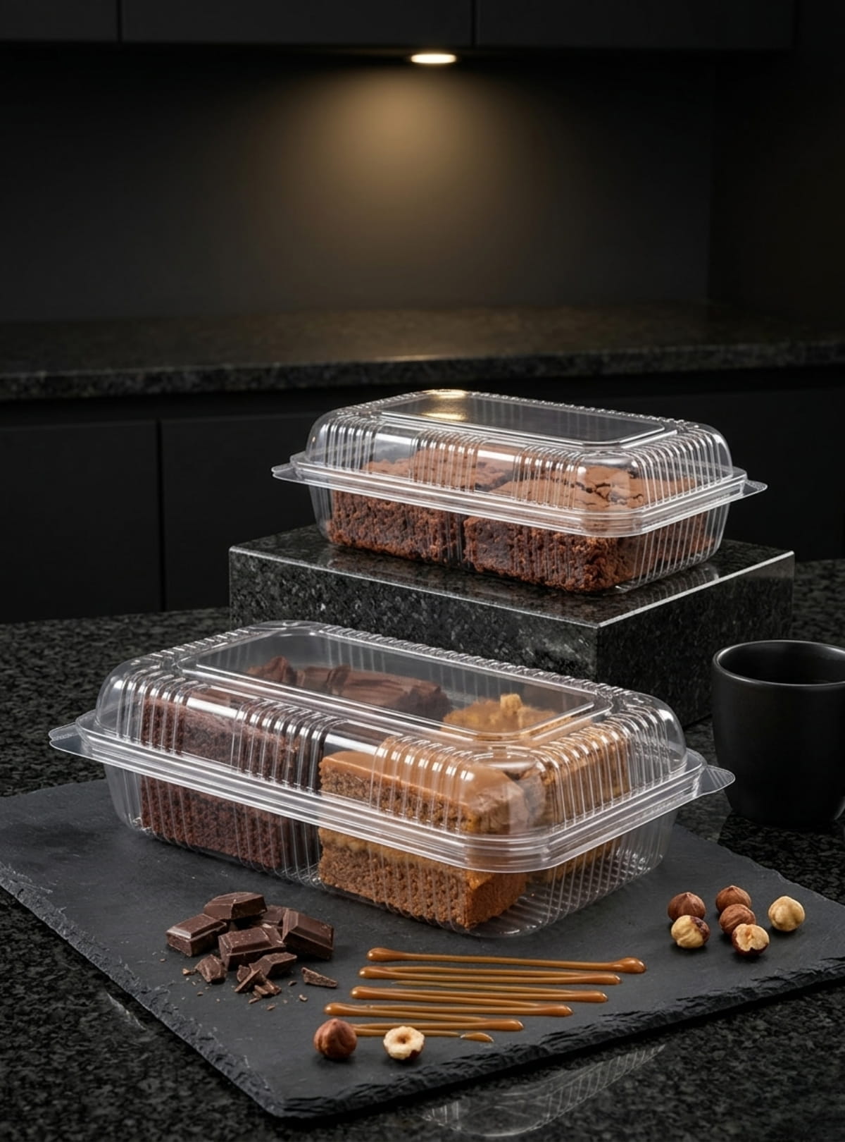 Hinged PVC PET Containers 7 & 9 Inch Rectangle Loaf Box