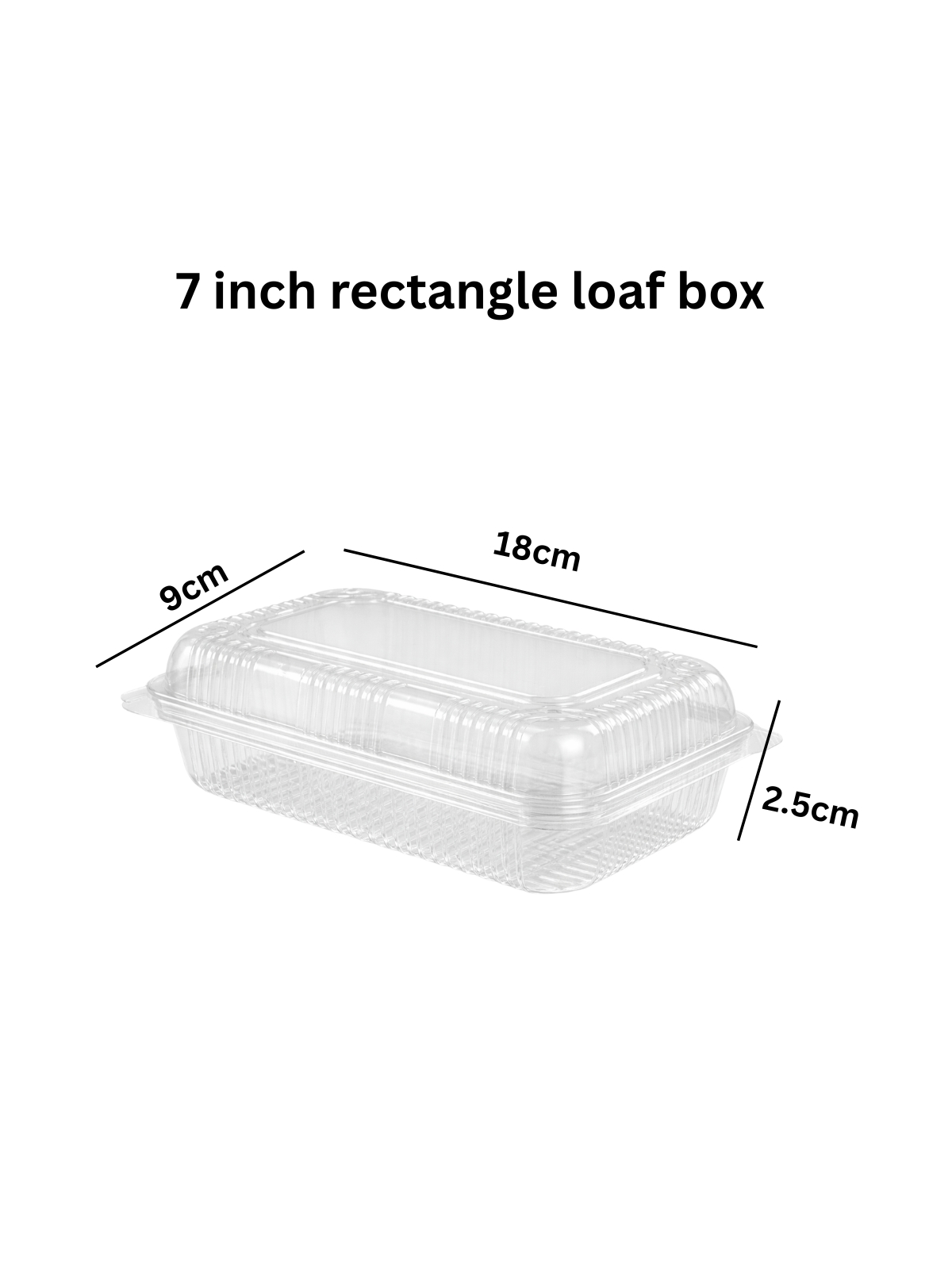 Hinged PVC PET Containers 7 & 9 Inch Rectangle Loaf Box - 7inch rectangle loaf box - 25pcs