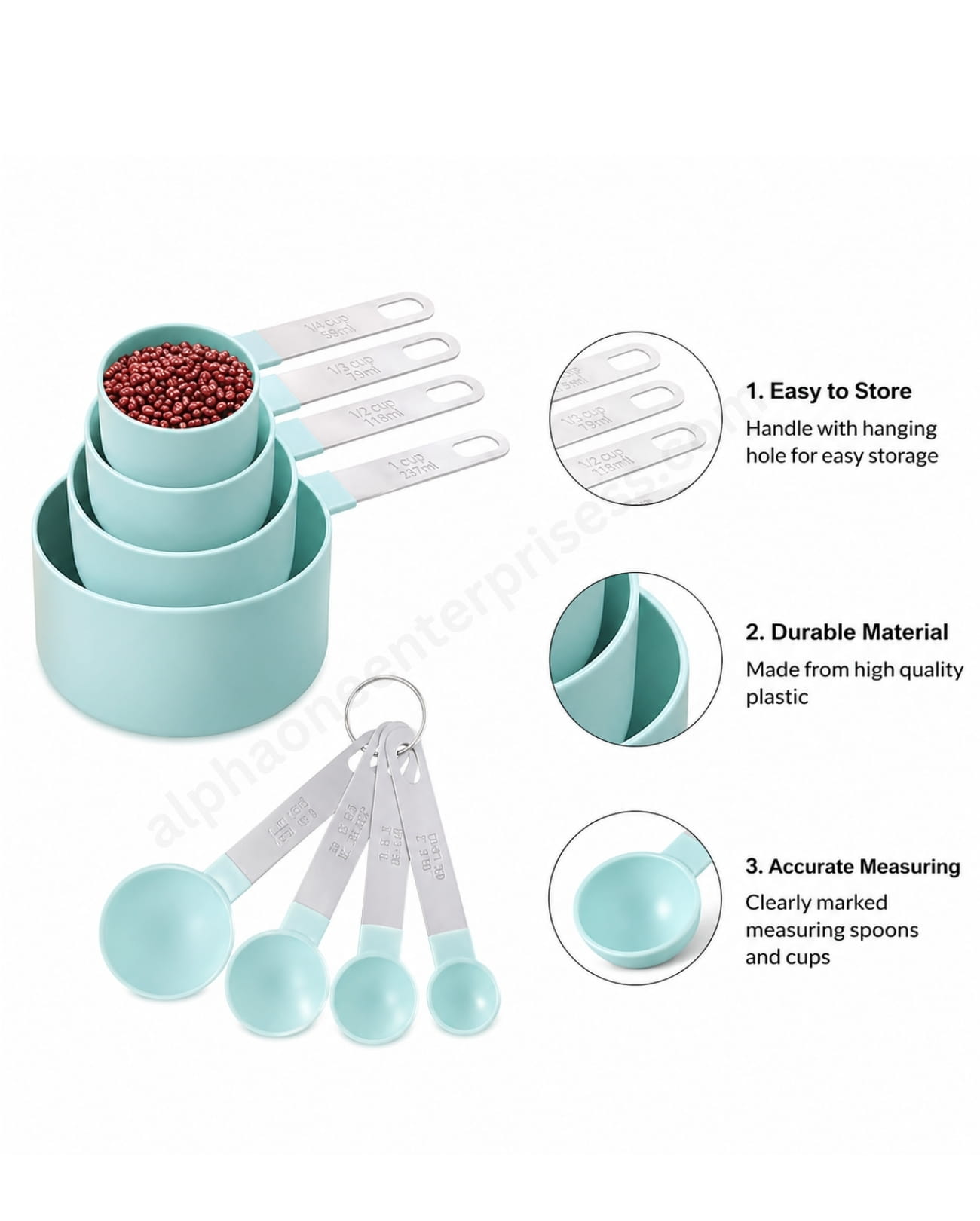 Steel Measuring Spoons & Cups Set – Assorted Colors