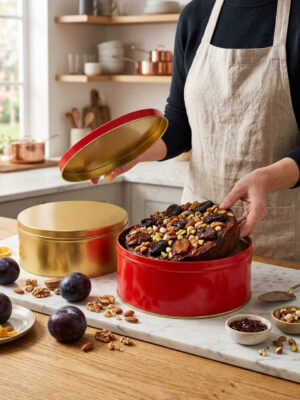 Bake & Serve Round Tins – Red & Gold