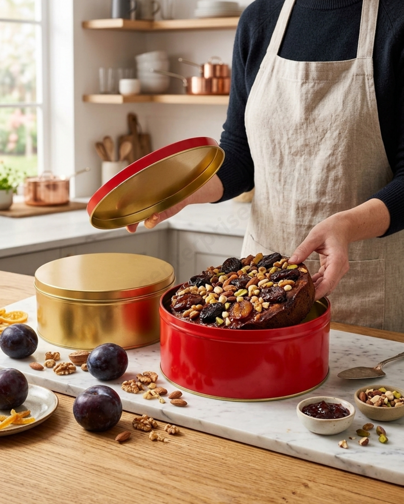 Bake & Serve Round Tins – Red & Gold