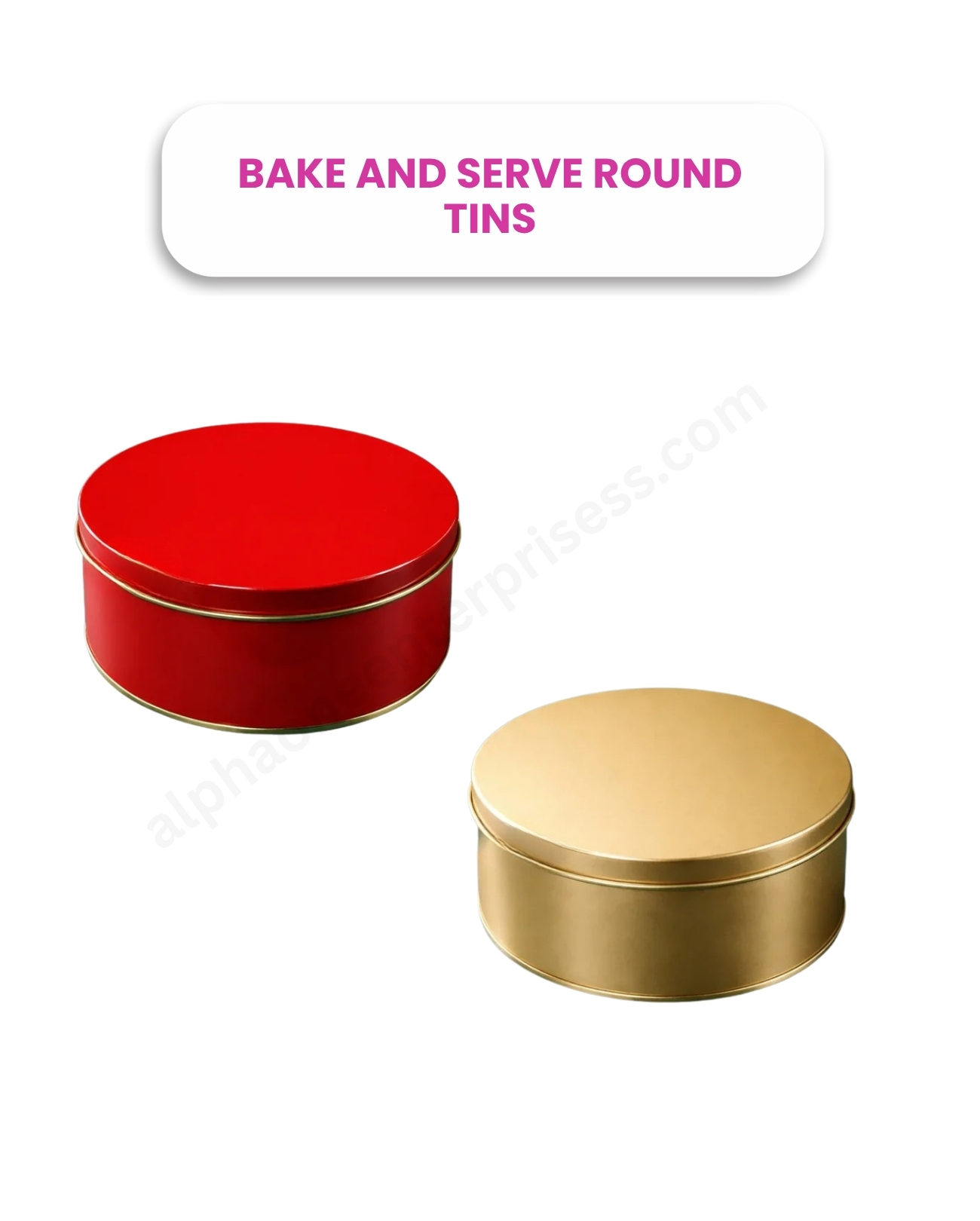 Bake & Serve Round Tins – Red & Gold
