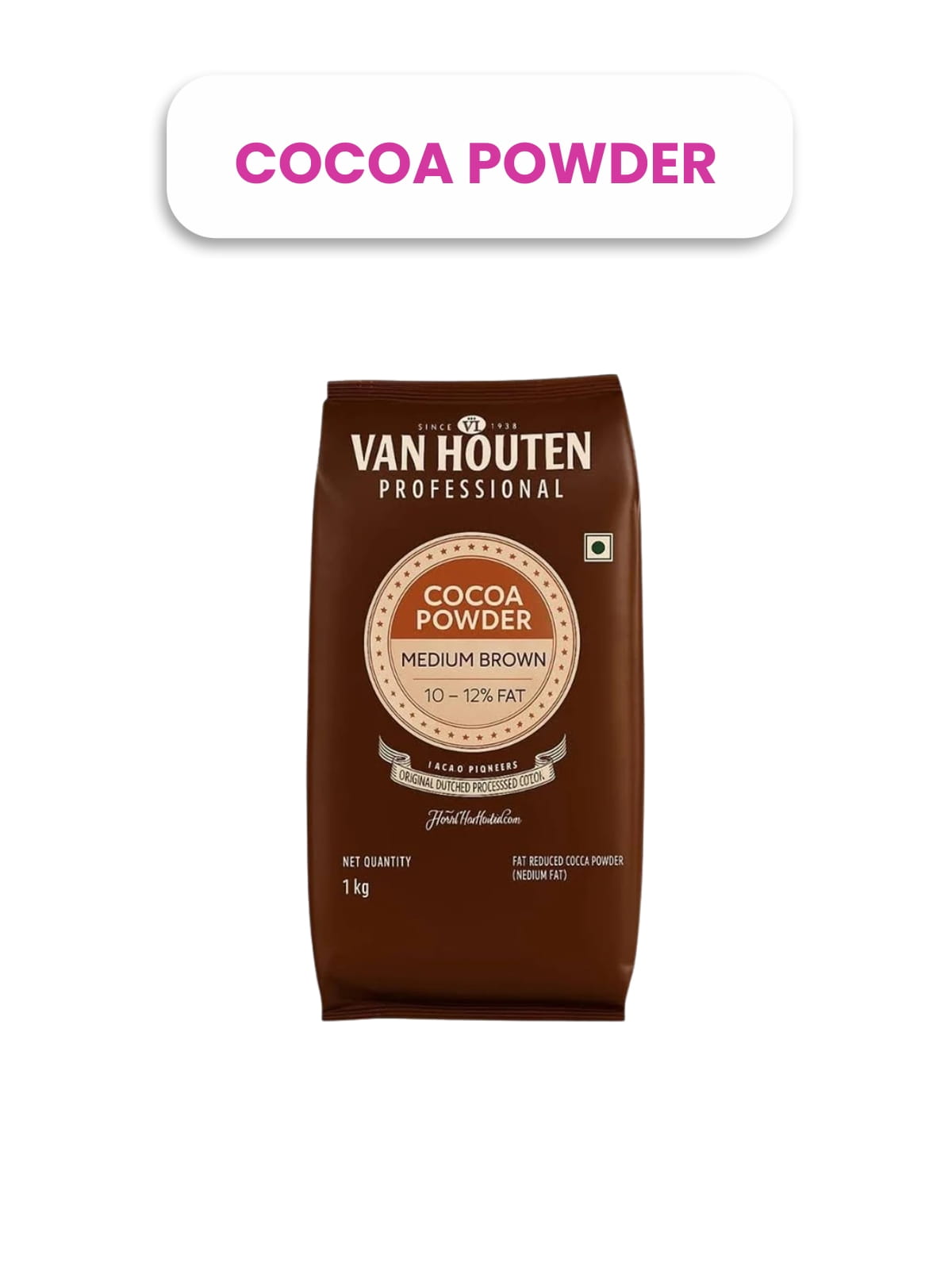 Van Houten Cocoa Powder 1Kg (Medium Brown)