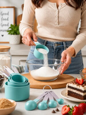 Steel Measuring Spoons & Cups Set – Assorted Colors