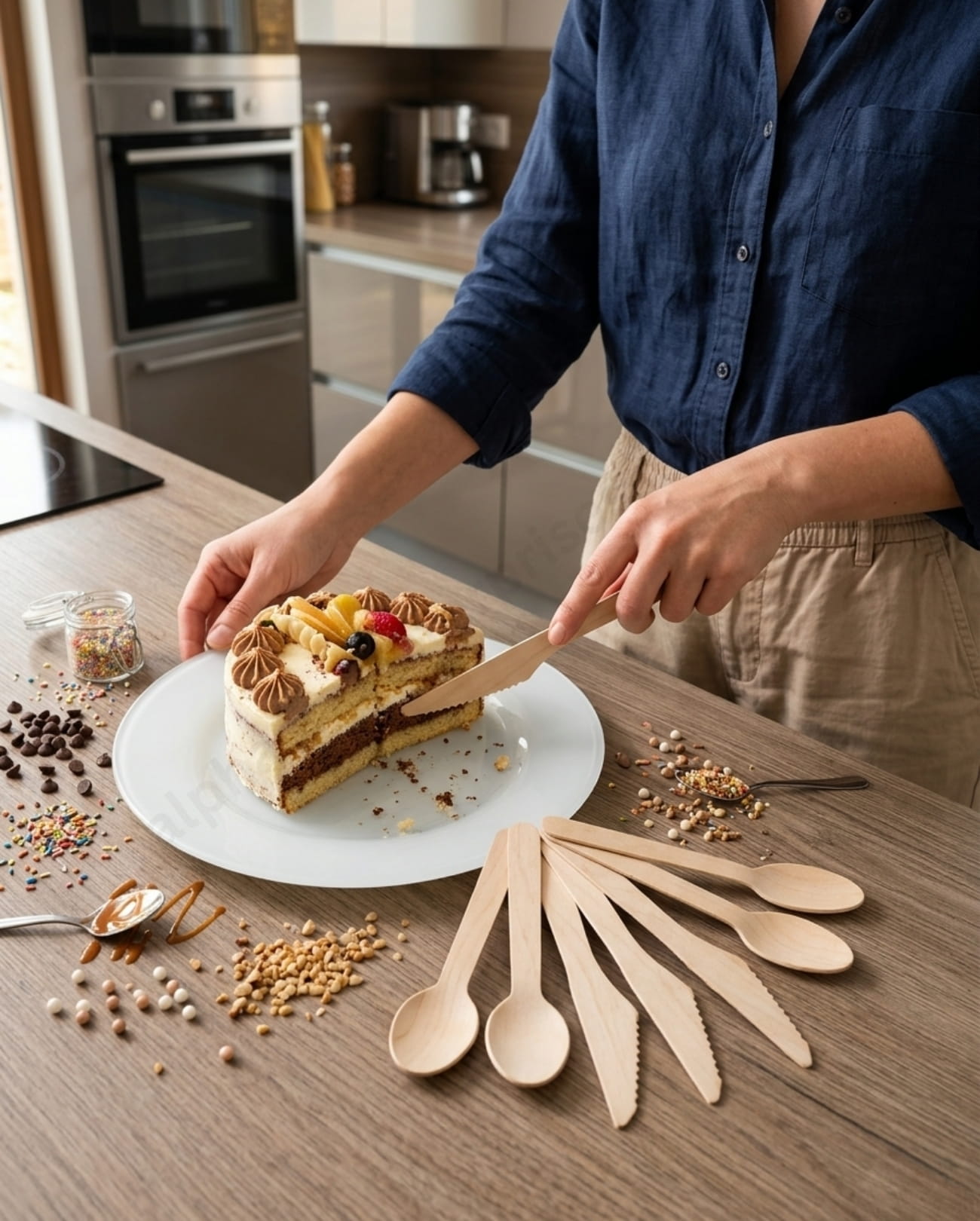 Wooden Spoons & Knives 140mm (Pack of 100 Pcs)