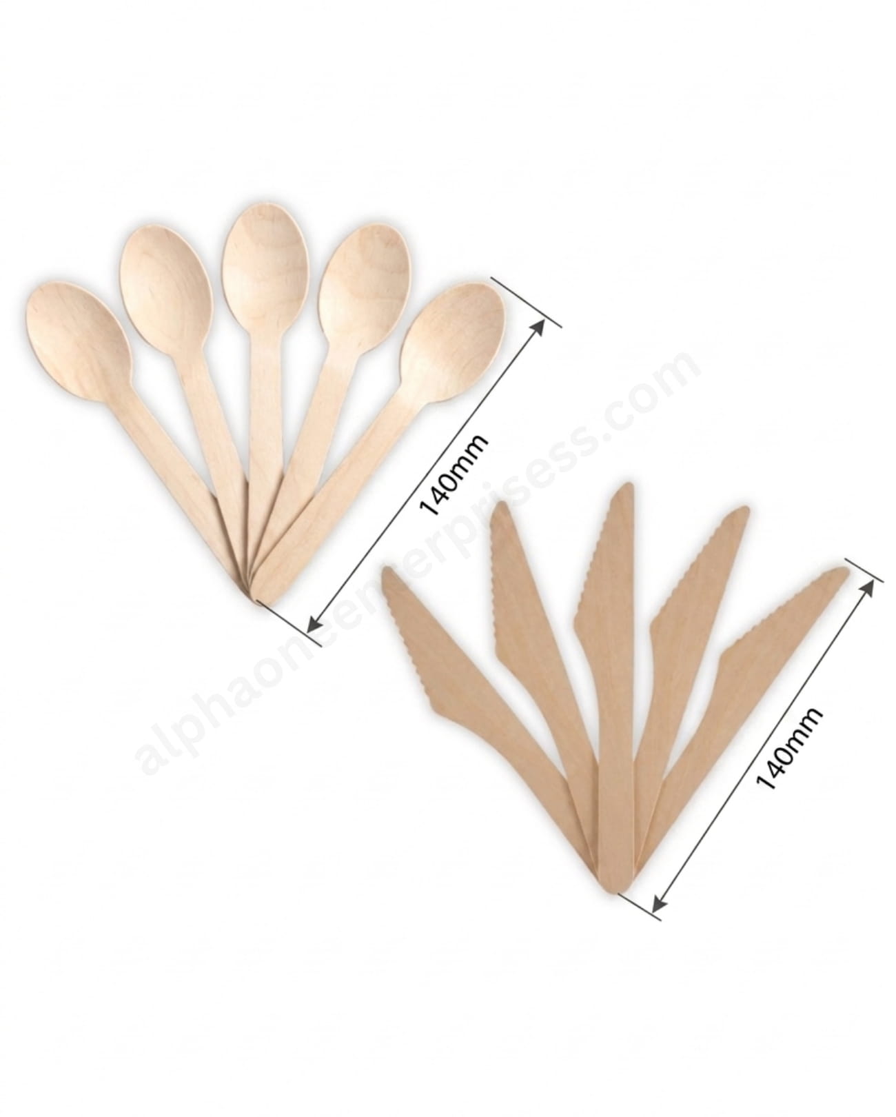 Wooden Spoons & Knives 140mm (Pack of 100 Pcs)