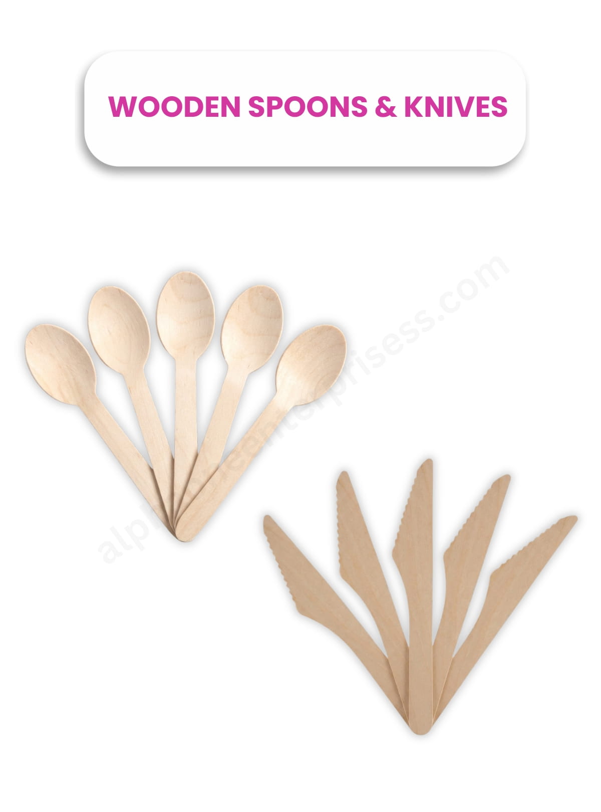 Wooden Spoons & Knives 140mm (Pack of 100 Pcs)
